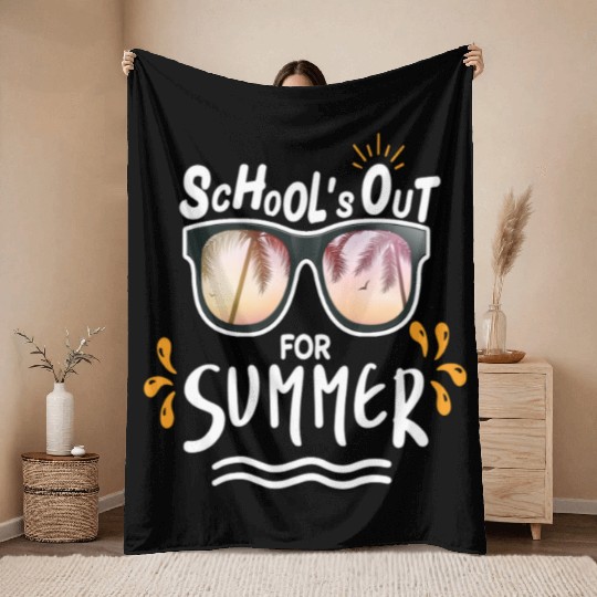 Last Day Of School Teacher Schools Out For Summer Throw Blankets