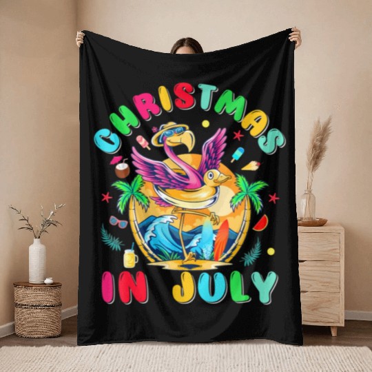 Just A Girl Who Loves Christmas In July Summer Throw Blankets