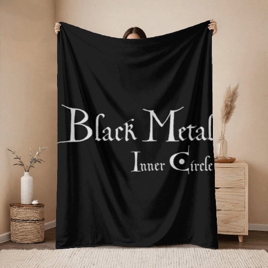 Black Metal Calligraphic Throw Blankets
