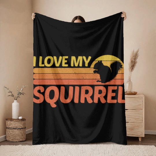 I Love My Squirrel Throw Blankets