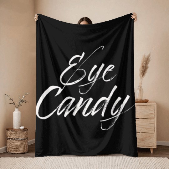 eye candy white Throw Blankets