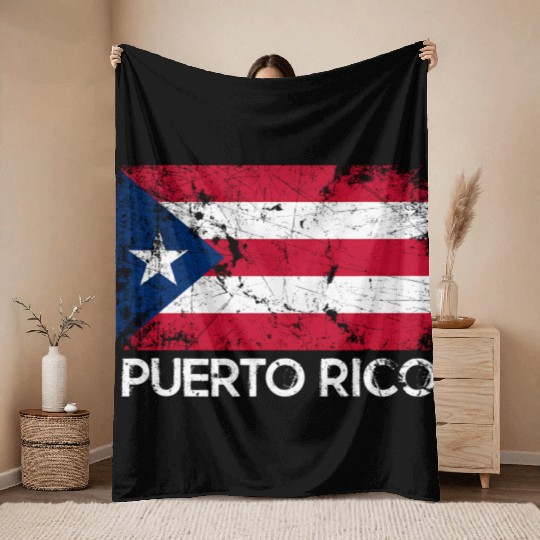 Puerto Rican Flag Made In Puerto Rico Throw Blankets