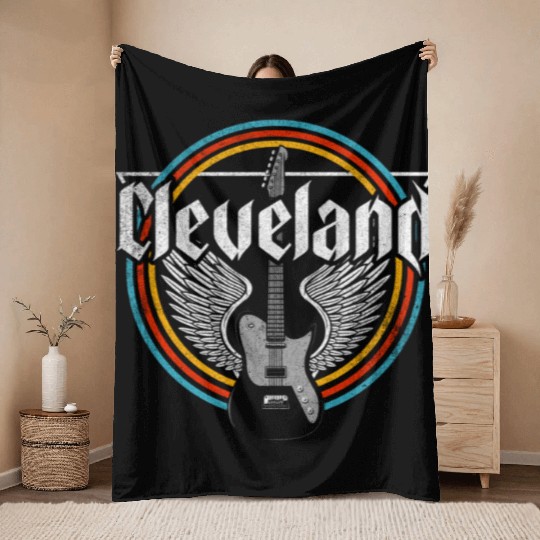 Cleveland Ohio Rock Music Throw Blankets