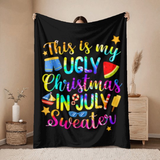 This Is My Christmas In July Sweater Summer Throw Blankets