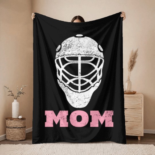 Hockey Mom Goalie For Throw Blankets