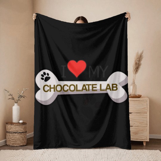 Chocolate Labrador - I Love My Chocolate Lab Throw Blankets