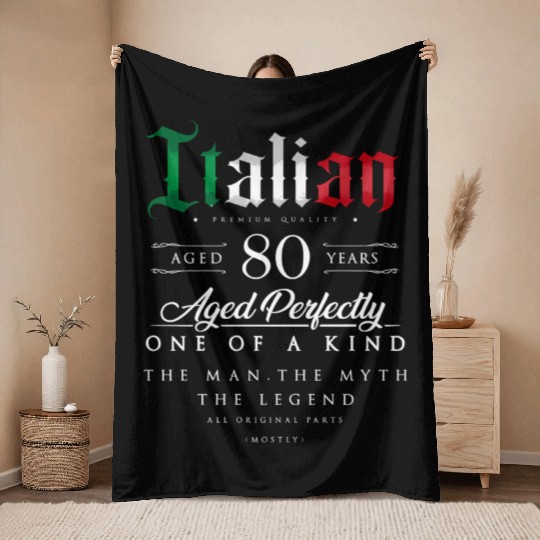 80Th Italian Age 80 Born In Italy Throw Blankets