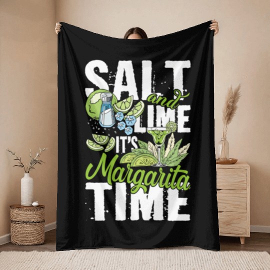 Salt And Lime It'S Margarita Time Pub Crawl Pytime Throw Blankets