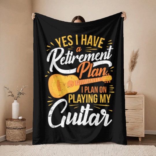 Retired Guitar Player Retirement Guitarist Throw Blankets