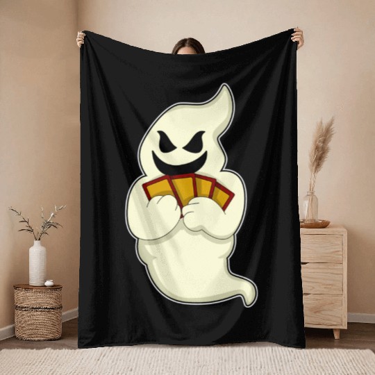 Ghost Poker Poker Cards Card Game Throw Blankets