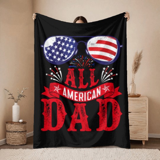 All American Dad America Pride US Patriot Throw Blankets