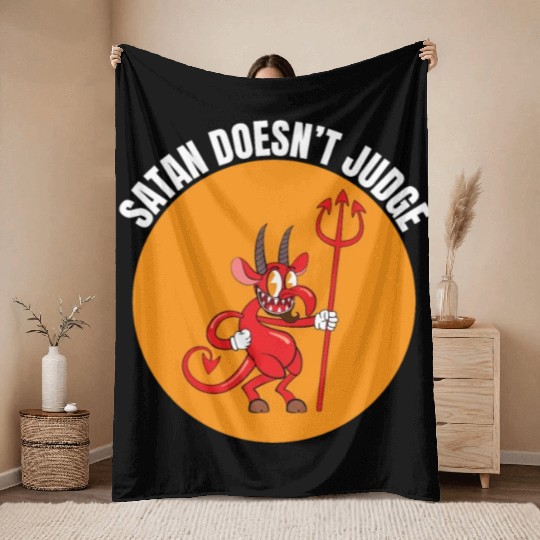 Funny Hail Gay Satan Lgbt Goth Gay Pride Baphomet Throw Blankets