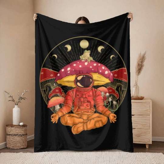 Astronaut Cottagecore Frog Aesthetic Wo Throw Blankets