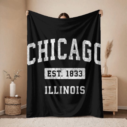 Chicago Illinois Il Athletic Sports Throw Blankets