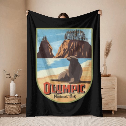 olympic national park Throw Blankets