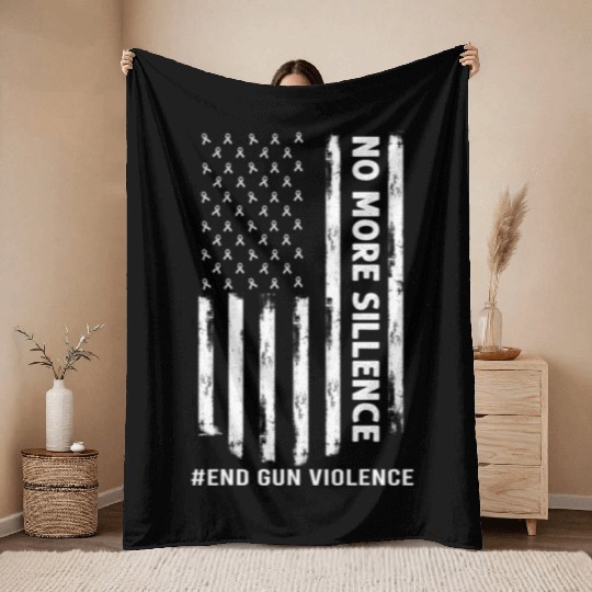 Enough End Gun Violence American Flag Throw Blankets