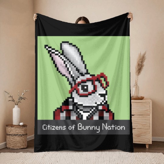 Citizens of Bunny Nation NFT #94 Artwork Throw Blankets