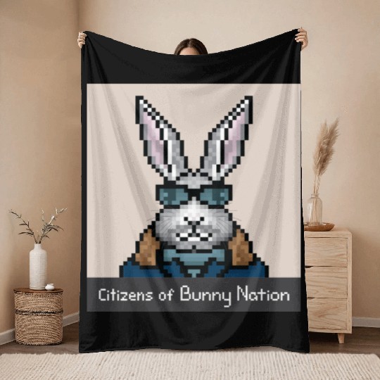 Citizens of Bunny Nation NFT #74 Artwork Throw Blankets