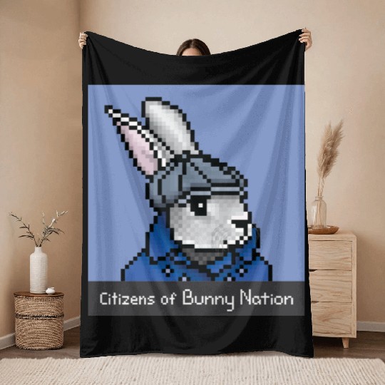 Citizens of Bunny Nation NFT #73 Artwork Throw Blankets