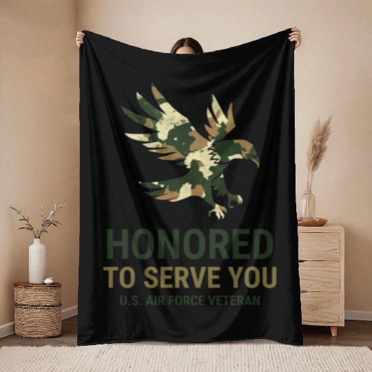 Honored To Serve You Us Air Force Vetera Throw Blankets