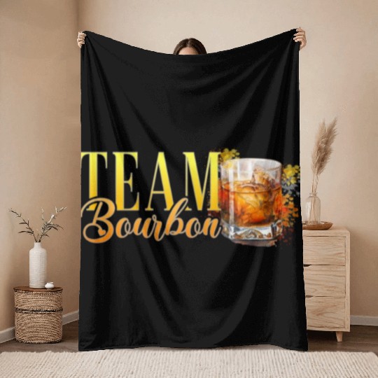 Team Bourbon Stag Party Women Bartender Throw Blankets
