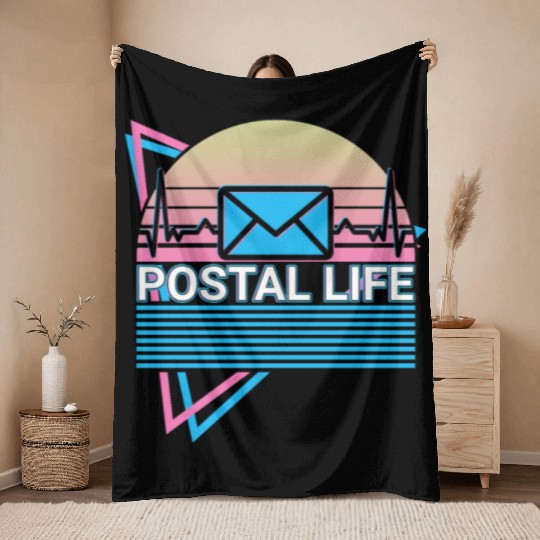 Postal Life Postal Service Postman Retro Throw Blankets