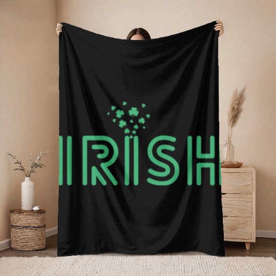 Irish in a Retro Font stars Throw Blankets