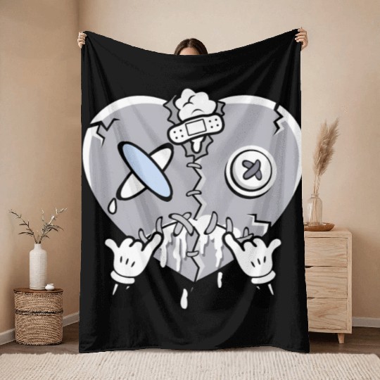 Heart Crying Cement Grey 11S Throw Blankets