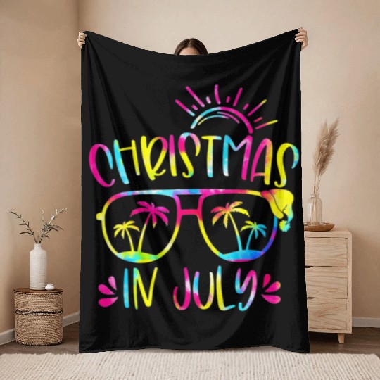 Christmas In July Hawaiian Summer Vacation 2023 Throw Blankets