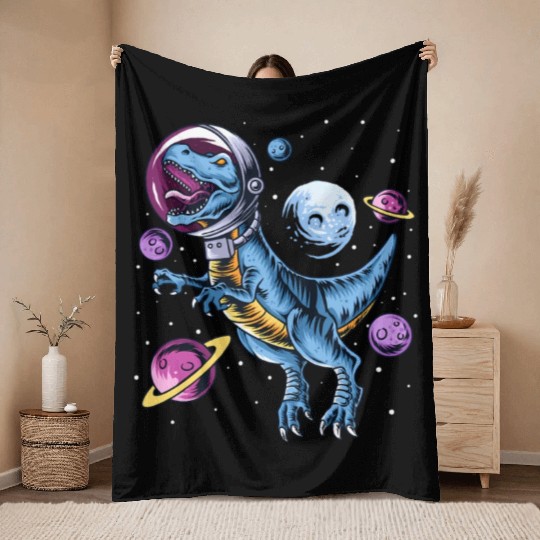 Dinosaur Astronauts Science Fiction Science Throw Blankets