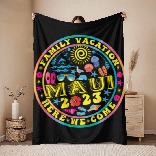 Maui Hawaii 2023 Family Vacation 2023 Summer Throw Blankets