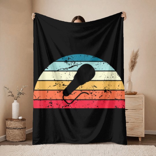 Karaoke Sunset distressed Sunrise Throw Blankets