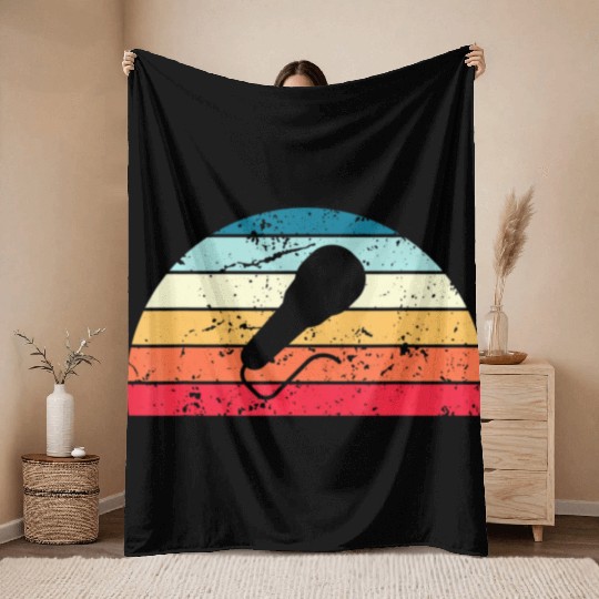 Karaoke Sunset distressed Sunrise Throw Blankets