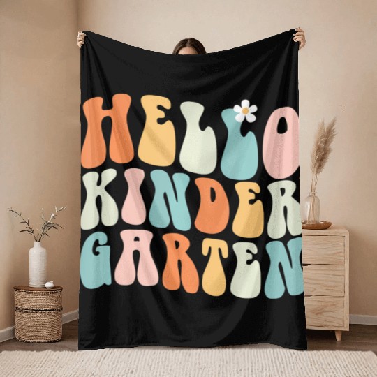 Hello Kindergarten Teacher Team Back To School Throw Blankets