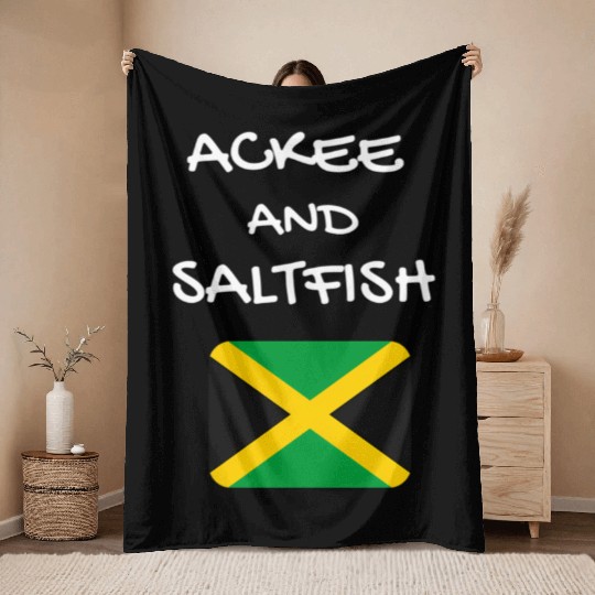 Ackee And Saltfish Jamaica Jamaican Flag Food Throw Blankets