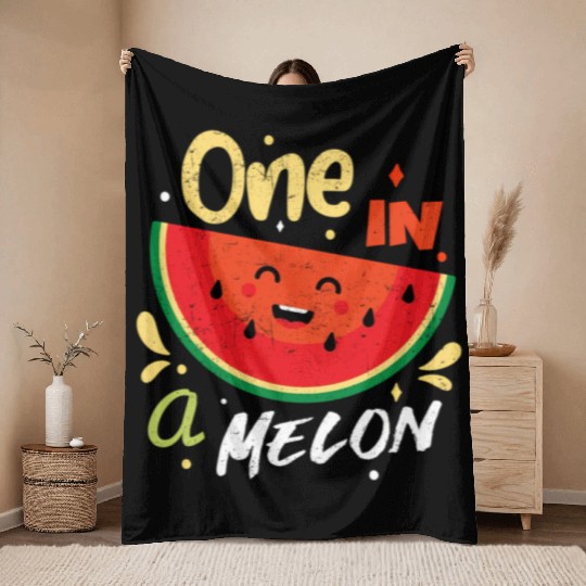 One In A Melon Watermelon Fruitarian Summer Fruit Throw Blankets