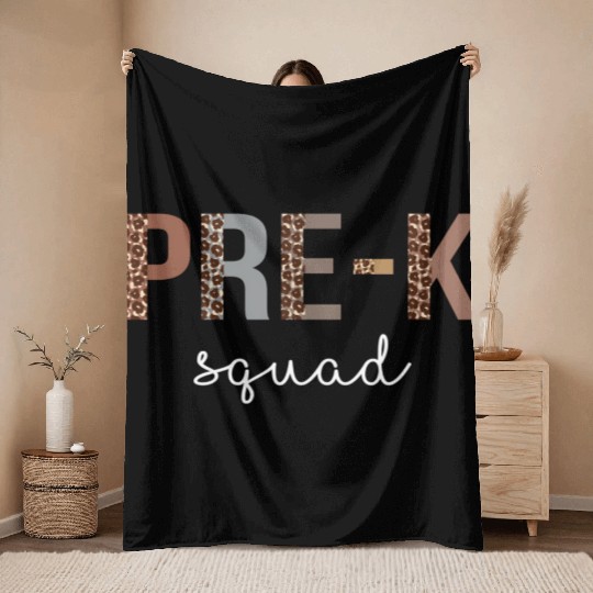 Pre-K Squad Hello Back To School Appreciation Throw Blankets