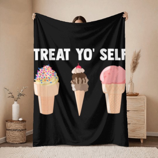 Ice Cream Treat Yo' Self Summertime Sherbet Gelato Throw Blankets