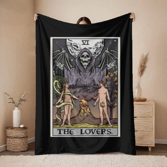 The Tarot Card Halloween Grim Reaper Gothic Horror Throw Blankets