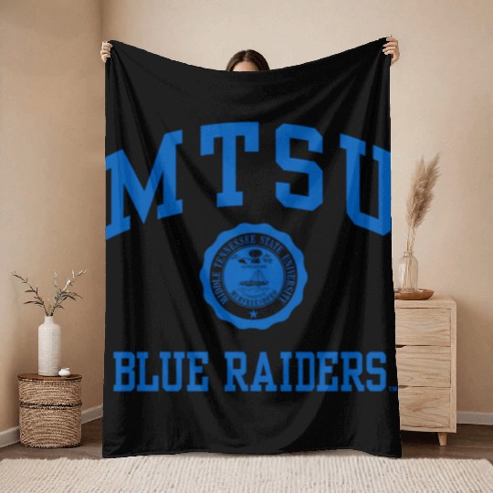 Middle Tennessee State Blue Raiders Seal Logo Throw Blankets