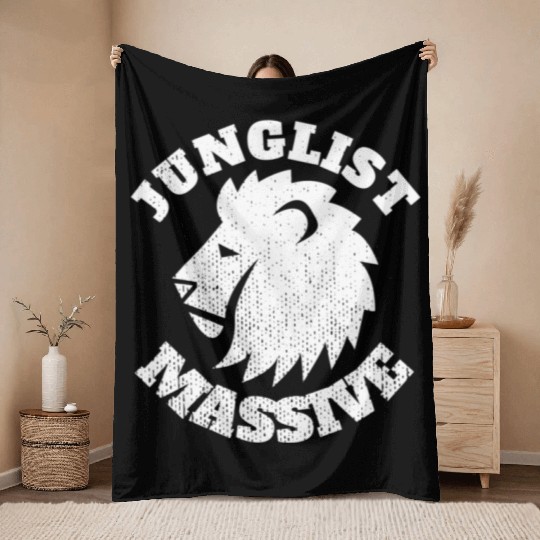 Junglist Music DnB EDM Drum N Bass Lion Throw Blankets