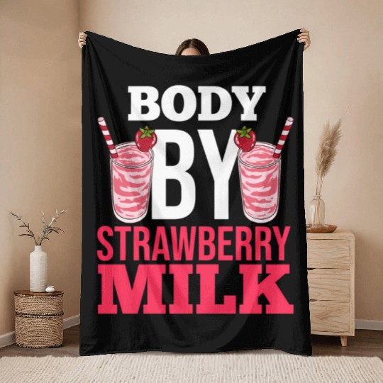 Strawberry Milk Shake Korean Vegan Japanese Throw Blankets