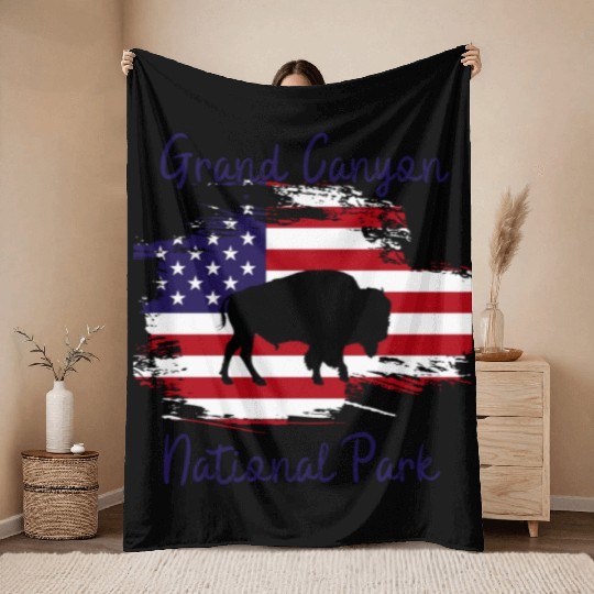 grand canyon national park buffalo Throw Blankets gifts