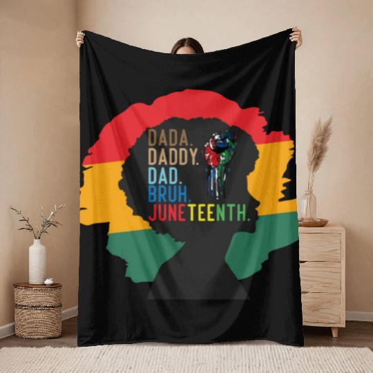 Dada Daddy Dad Bruh Retro Juneteenth Fathers Day Throw Blankets