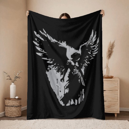 Angel with Wings Throw Blankets