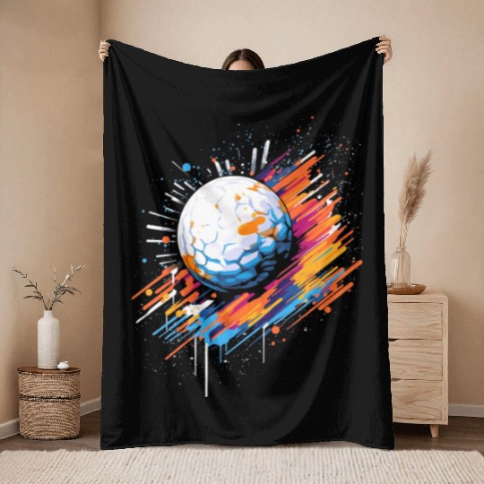Golf Ball Graffiti Golfing Golfer Golf Player Throw Blankets