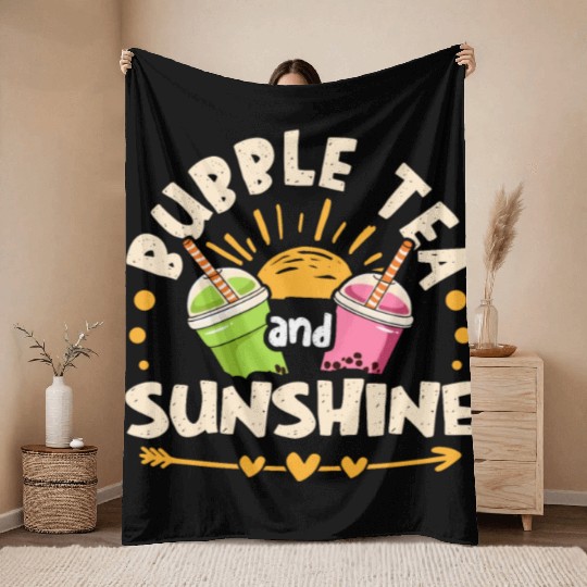 Bubble Tea And Sunshine Boba Tea Drinker Throw Blankets