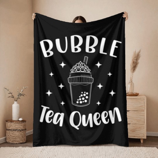 Bubble Tea Queen Boba Tea Drinker Korean Drink Throw Blankets