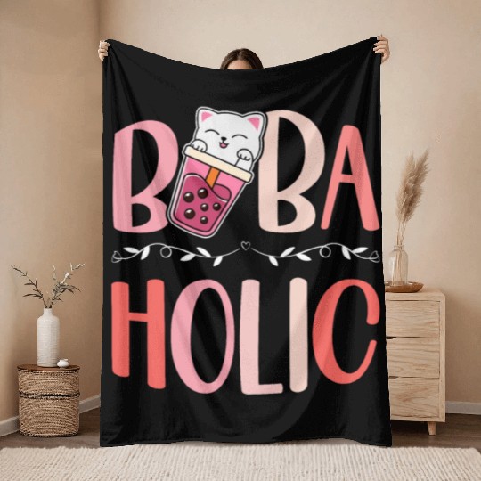 Bobaholic Bubble Tea Lover Boba Tea Drinker Korean Throw Blankets