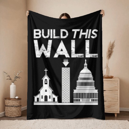 Build This Wall Separation Of Church And State Usa Throw Blankets